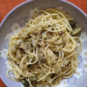 スパゲッティぺペロンチーノ/ムール貝油漬
